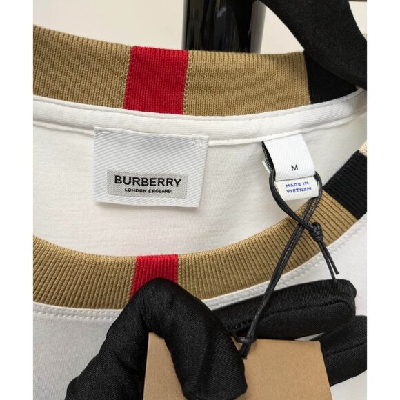 Burberry Men’s Jayson Icon Stripe Crewneck T-Shirt White M 8078115 - Picture 4 of 7